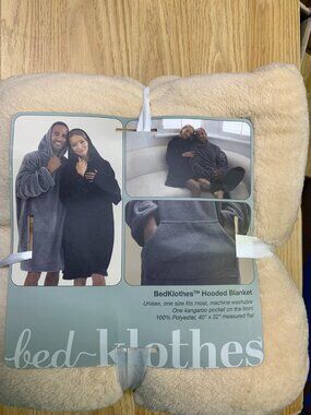 BedKlothes Hooded Blanket Wearable Sherpa Fleece Oversized Cozy Throw New